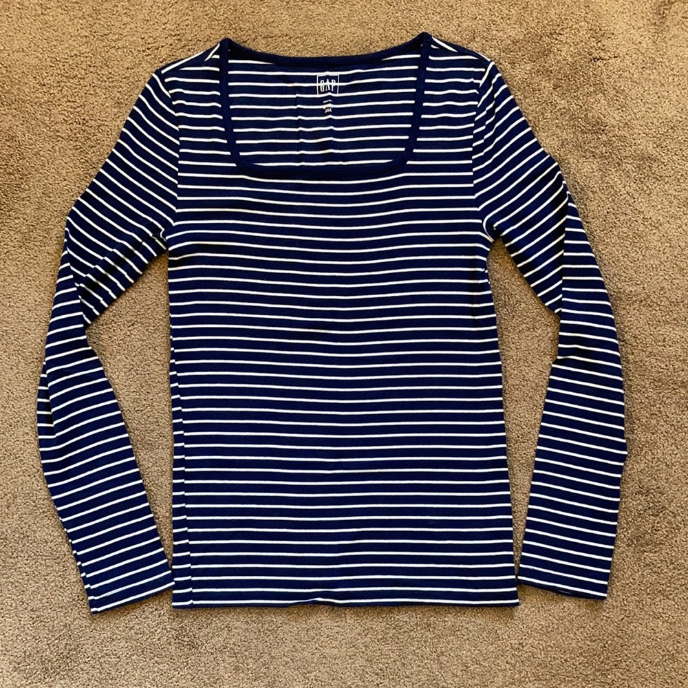Square Neck Striped Long Sleeve Modern T by GAP